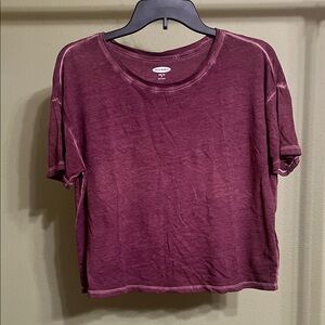 Women's Short Sleeve Crop Tee - Old Navy - Heathered Maroon M